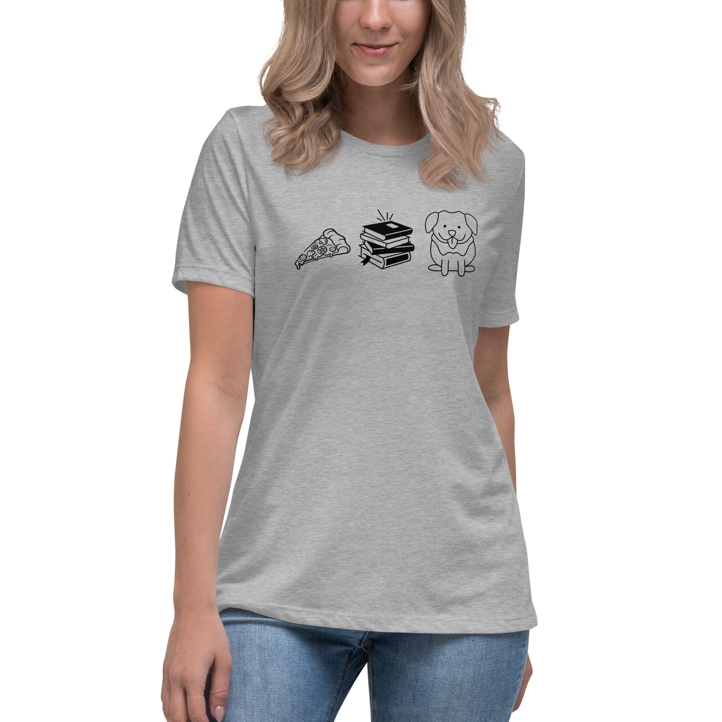 Pizza Books Dogs Women's Relaxed T-Shirt