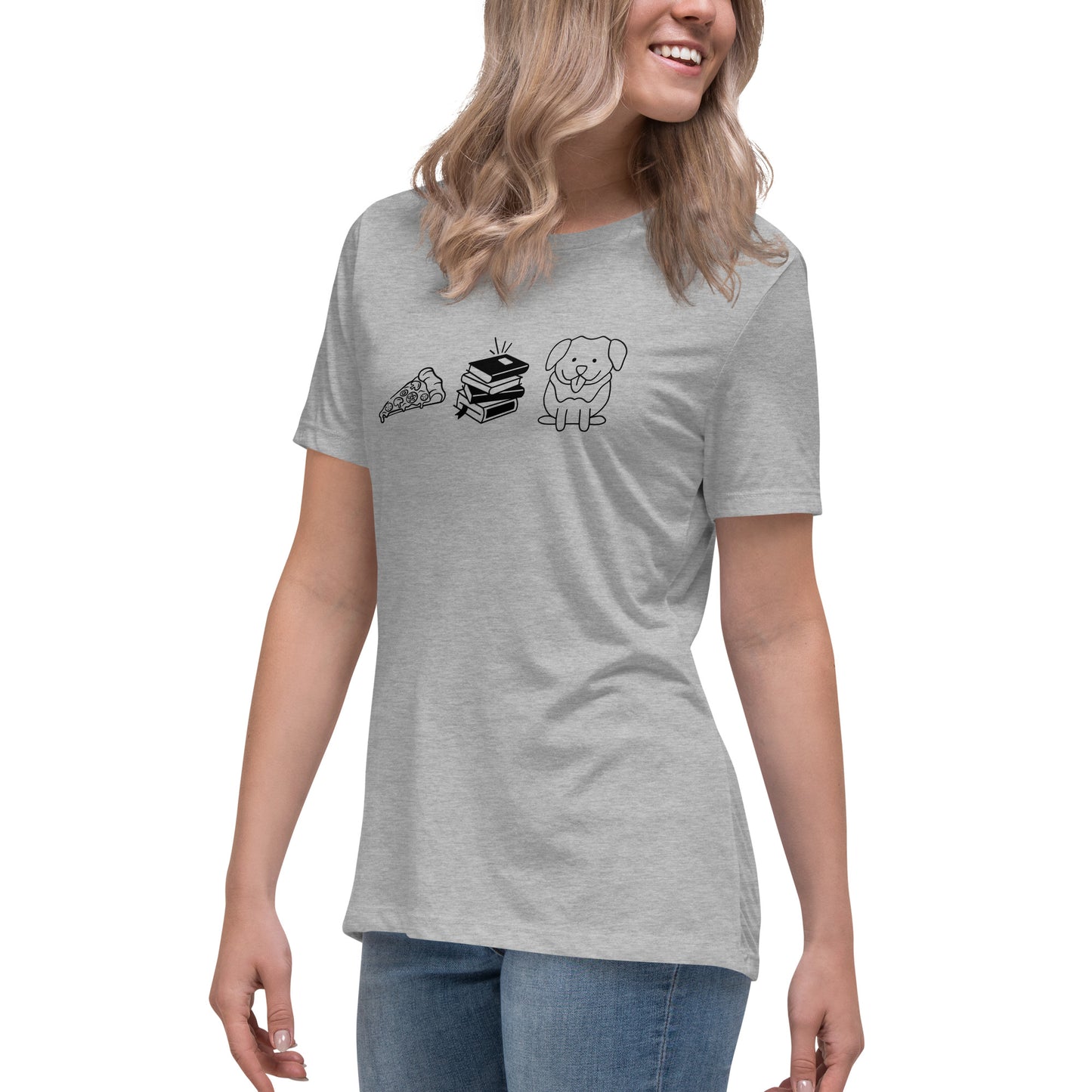 Pizza Books Dogs Women's Relaxed T-Shirt