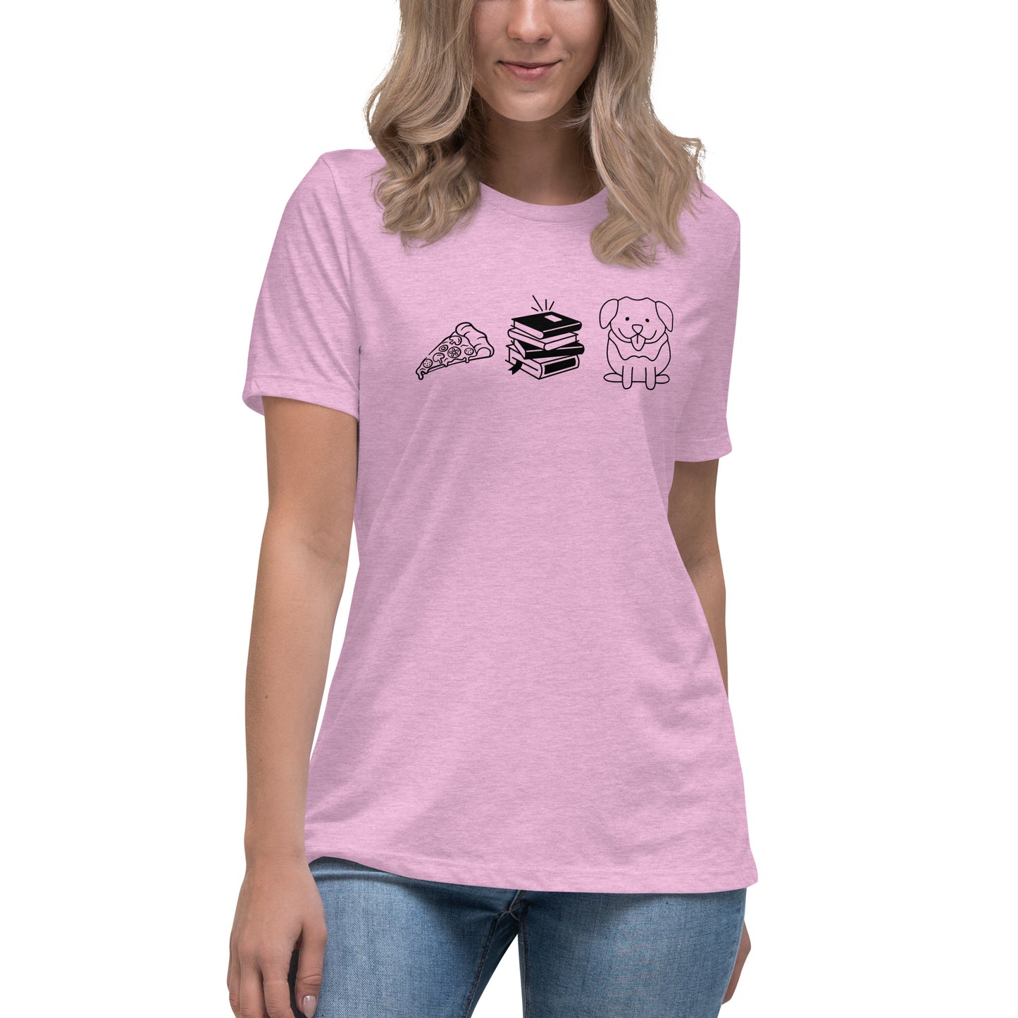 Pizza Books Dogs Women's Relaxed T-Shirt