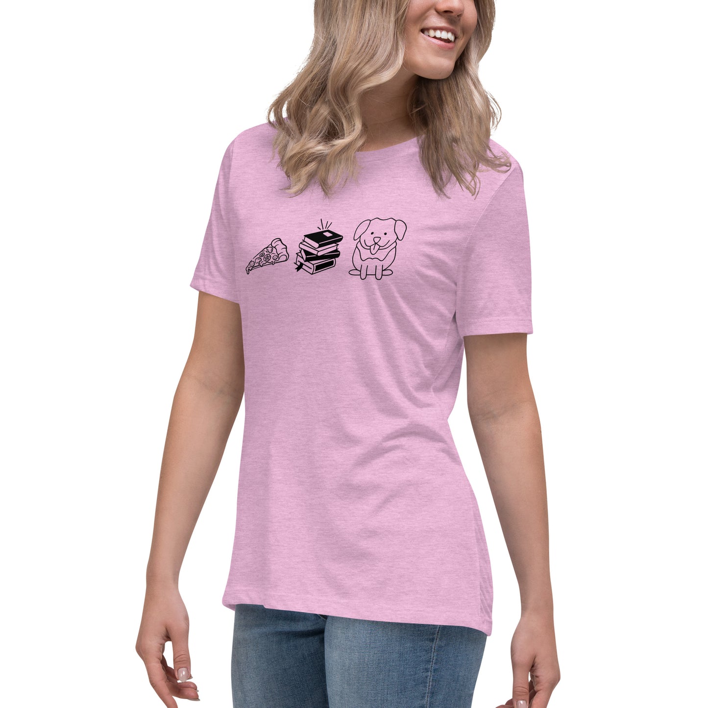 Pizza Books Dogs Women's Relaxed T-Shirt