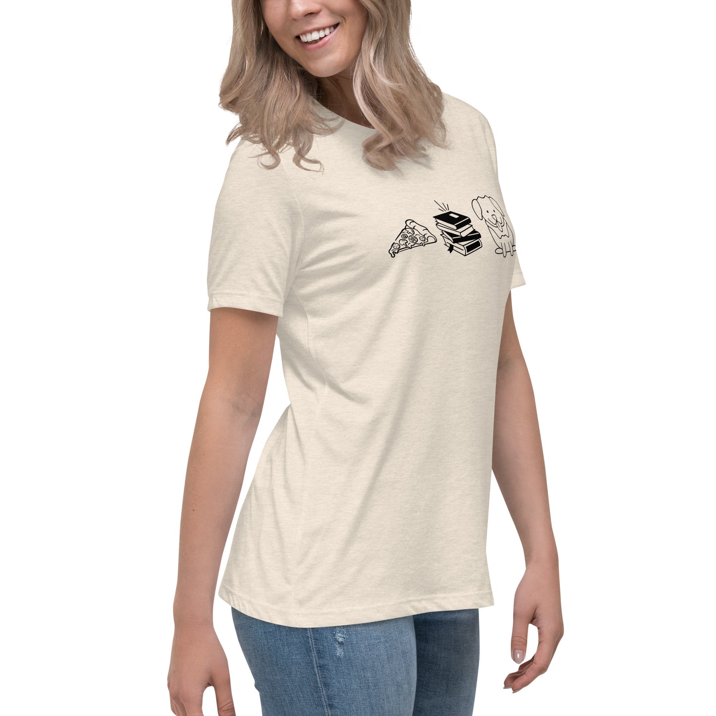 Pizza Books Dogs Women's Relaxed T-Shirt