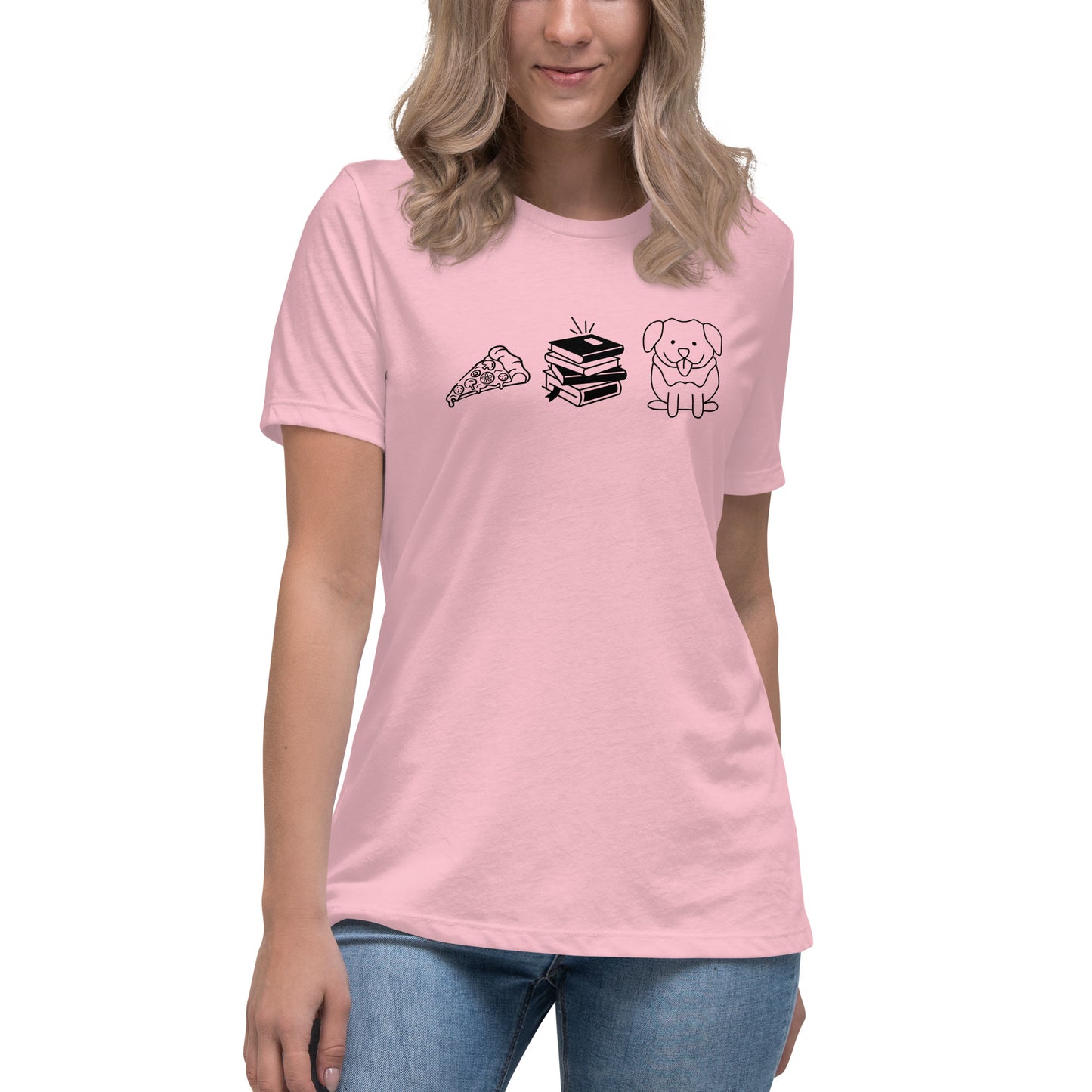 Pizza Books Dogs Women's Relaxed T-Shirt